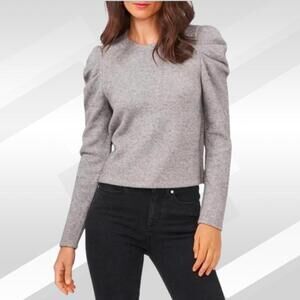 2/$30 Les Serein Grey Metallic Puff Sleeve Sweater Size L | Chic & Cozy Knit